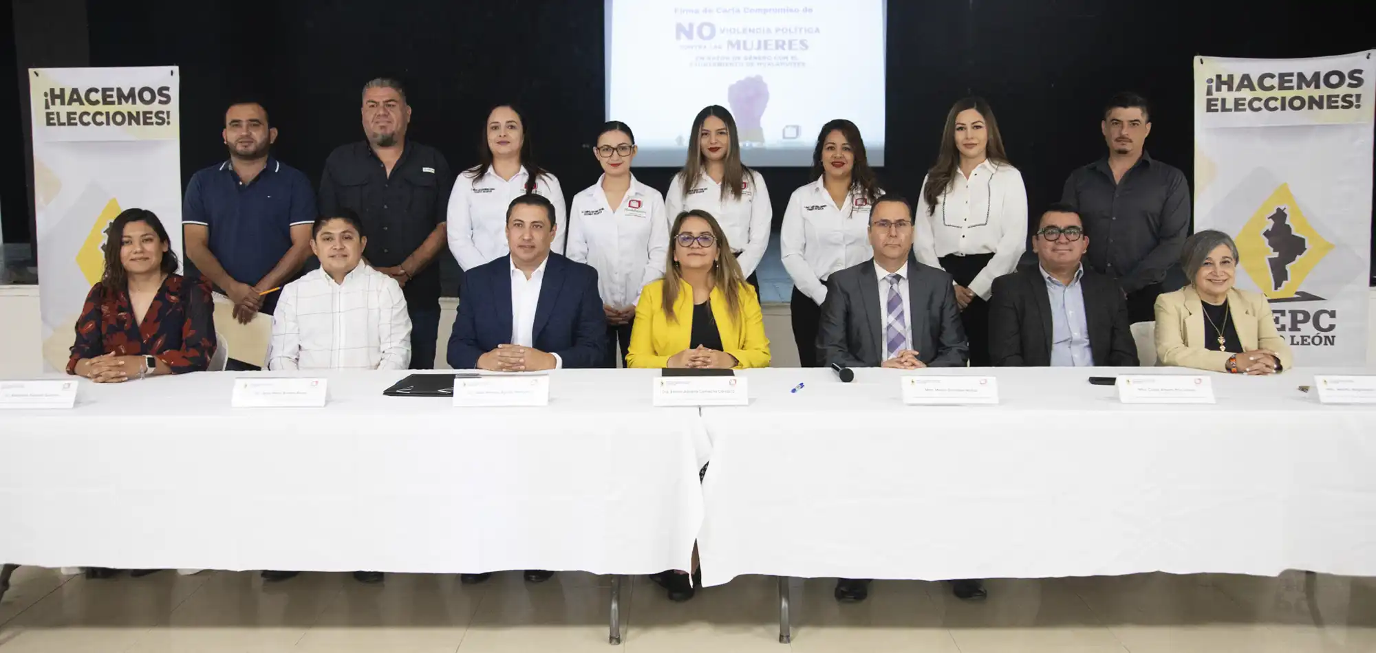 Firman IEEPCNL y Hualahuises carta de no violencia política